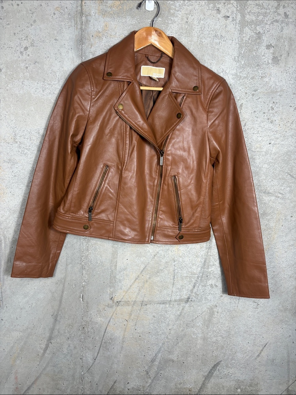 Women's Brown Leather Jacket Genuine Lambskin Motorcycle Jacket - Picture 3 of 12